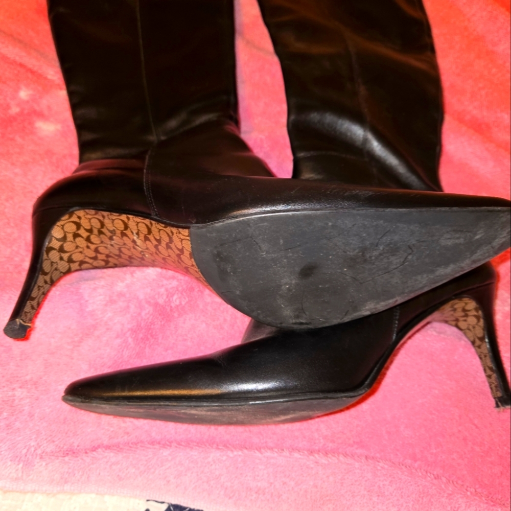 Coach Kneehigh Black Leather Boots